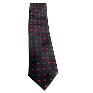 Steven Land Big Knot Tie – Black with Red Polka Dots